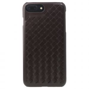 Coque en cuir v&eacute;ritable Treccia pour Apple iPhone 6 Plus/6s Plus/7 Plus/8 Plus, Marron - Neuf