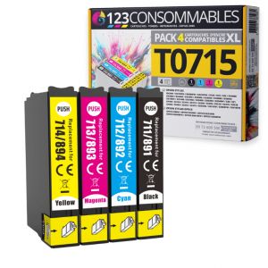 123CONSOMMABLES - T0715 - Pack pour Epson T0715 T0711 T0712 T713 T0714 - cartouches compatible avec - Neuf