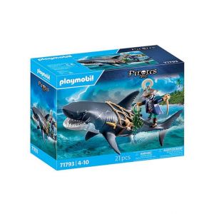 Set PLAYMOBIL Pirate et Requin G&eacute;ant avec M&acirc;choire Articul&eacute;e - Aventure Maritime - Neuf
