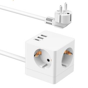 Accezz PowerCube Strip | 6-en-1 - 1x USB-C + 2x USB-A + 3x prise - 4000 watts - Blanc - Neuf