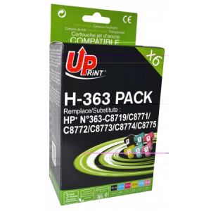 Pack UPrint compatible HP 363, 6 cartouches - Neuf