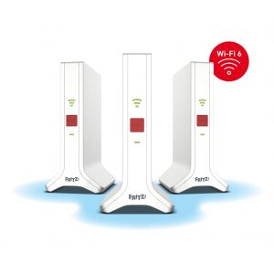 Mesh Set FRITZ! 4200 3-pack Edition Inter Bi-bande (2,4 GHz / 5 GHz) Wi-Fi 6E (802.11ax) Rouge, Blanc 2x2/4x4 - Neuf