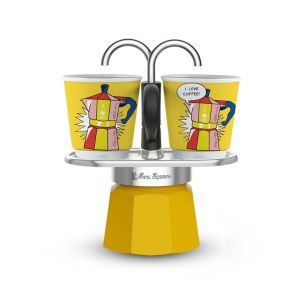 Bialetti Mini Express Lichtenstein Cafeti&egrave;re &agrave; moka Argent, Jaune - Neuf