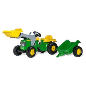 Tracteur &agrave; p&eacute;dales Rolly Toys avec remorque rollyKid John Deere pour enfants de 2,5 &agrave; 5 ans - Neuf