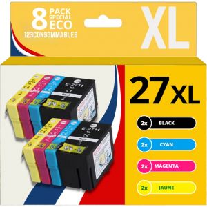 123CONSOMMABLES - 27XL Cartouches d'encre compatible avec Epson 27 27 XL pour Epson WF 3620 WF 7720 - Neuf