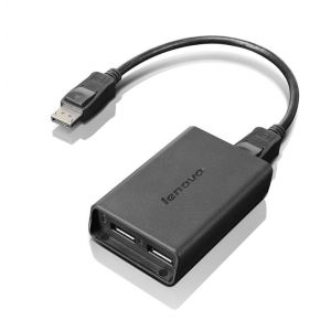 Lenovo DisplayPort to Dual-DisplayPort Monitor Cable USB A Noir - Neuf