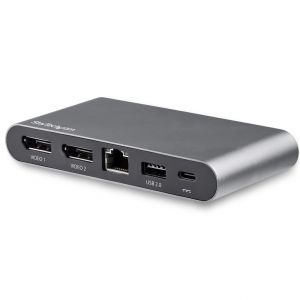 StarTech.com Dock USB-C &agrave; double affichage Displayport 4K - Mini Station d'Accueil - Power Delivery Passthrough 100 W - GbE - Hub USB-A 2 Ports - Adaptateur Multiport USB Type C - C&acirc;ble 1m - Neuf