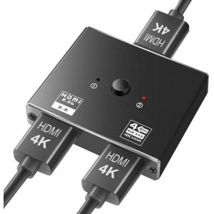Commutateur HDMI 2.0 2 entr&eacute;es 1 sortie R&eacute;partiteur HDMI 4K 1 entr&eacute;e 2 sorties - Neuf