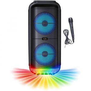 Enceinte Karaok&eacute; lumineuse - INOVALLEY - KA22-BTH - Bluetooth V5.0 - 49 cm - 500 W - Noir - Neuf