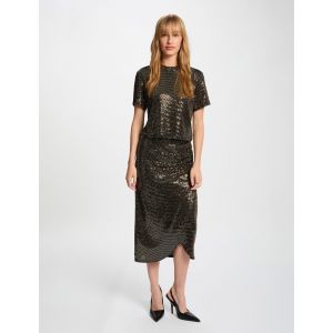 Jupe portefeuille ajust&eacute;e jaune or femme - Taille 42