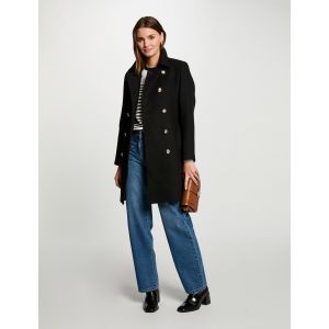 Manteau long ceinturé noir femme - Taille 38