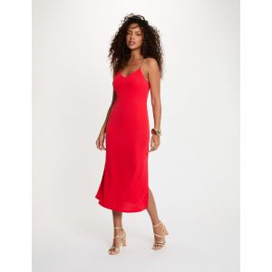 Robe mi-longue bretelles cha&icirc;ne rouge femme - Taille 44