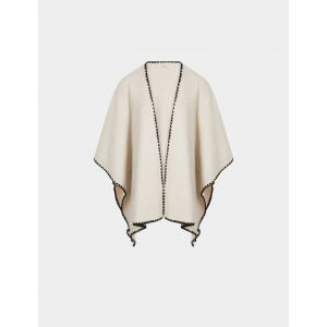 Poncho col ouvert beige femme - Taille TU