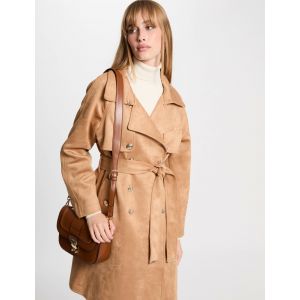 Trench long suédine marron clair femme - Taille 36