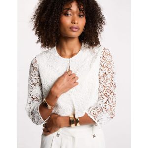 Bol&eacute;ro dentelle ajust&eacute; blanc femme - Taille 34
