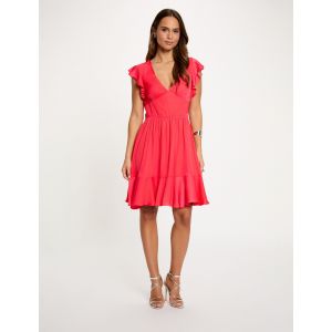 Robe satin dos ouvert rouge corail femme - Taille 40