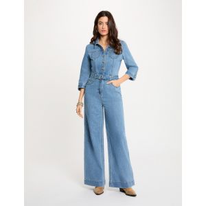 Combinaison jean jambes larges denim stone femme - Taille 38