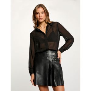 Jupe courte simili cuir noir femme - Taille 44