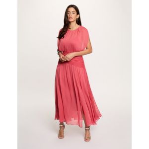 Robe longue drap&eacute;e vieux rose femme - Taille 34