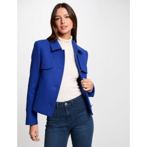 Manteau court boutonné bleu femme - Taille 36