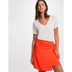 Jupe portefeuille drapée orange foncé femme - Taille 36