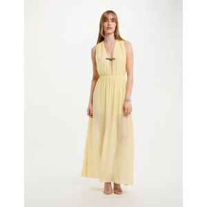 Robe longue droite jaune pastel femme - Taille 40