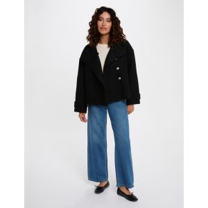 Manteau court oversize noir femme - Taille 34