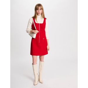 Robe courte chasuble zippée rouge femme - Taille 36