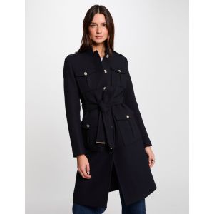 Manteau long ceinturé bleu marine femme - Taille 36