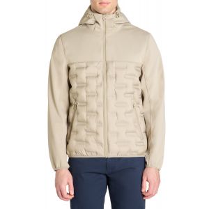 Doudoune softshell mix matière à capuche - beige