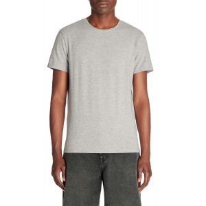T-shirt slim col rond en coton stretch - gris chiné