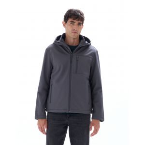 Blouson softshell à capuche - gris