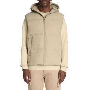 Doudoune chaude à capuche sans manches - beige