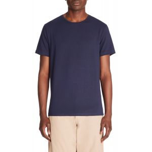 T-shirt slim col rond en coton stretch - marine