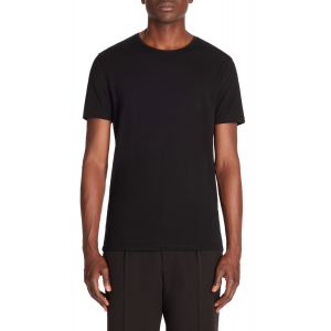 T-shirt slim col rond en coton stretch - noir