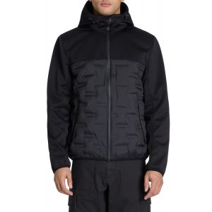 Doudoune softshell mix matière à capuche - noir