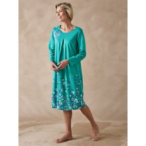 Chemise de nuit manches longues coton - Couleur 38/40, 42/44, 46/48, 50/52, 54/56, 58/60, 62/64 - Taille Vert