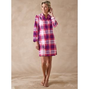 Liquette en flanelle pur coton - Couleur 38/40, 42/44, 46/48, 50/52, 54/56, 58/60 - Taille Chemise de nuit courte