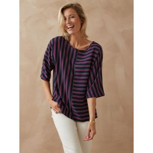 Blouse crêpe manches chauve-souris - Couleur 38, 40, 42, 44, 46, 48 - Taille Courts