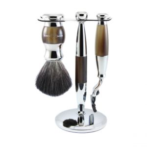 SET DE RASAGE EDWIN JAGGER NOIR ET CHROME 3 PIECES