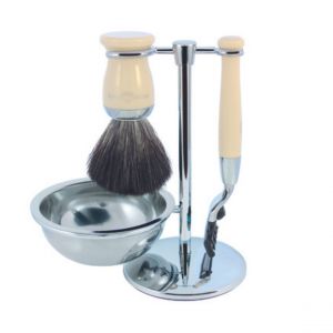 SET DE RASAGE  EDWIN JAGGER 4 PIECES NOIRE ET CHROME