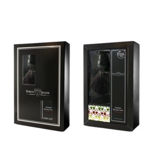 COFFRET CADEAU EDWIN JAGGER BLAIREAU EBENE ET CREME A RASER AU BOIS DE SANTAL