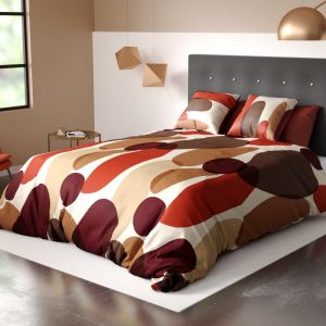 Parure de lit housse de couette avec taie d'oreiller 100% Coton 57 fils Jopline : Taille : - 240 x 260 cm