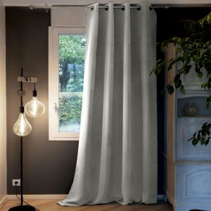 Rideau Occultant 140x280 cm Doublure polaire Polyester Gris Clair