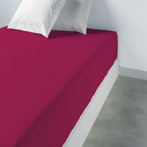 Drap housse 140x190 +35 cm 100% Coton 57 fils Cerise
