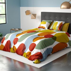Parure de lit housse de couette avec taies d'oreiller 100% Coton 57 fils Jopline Fresh : Taille : - 240 x 260 cm