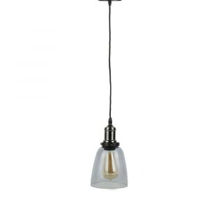 Suspension en verre fumé forme cloche : Couleur - Gris