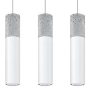 Suspension Acier Blanc/Gris GU10 3 Borigio Line