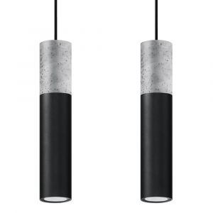 Suspension Acier Gris/Noir GU10 2 Borigio