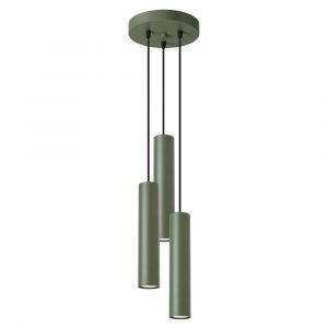 Suspension Acier Vert Olive GU10 3 Lagos